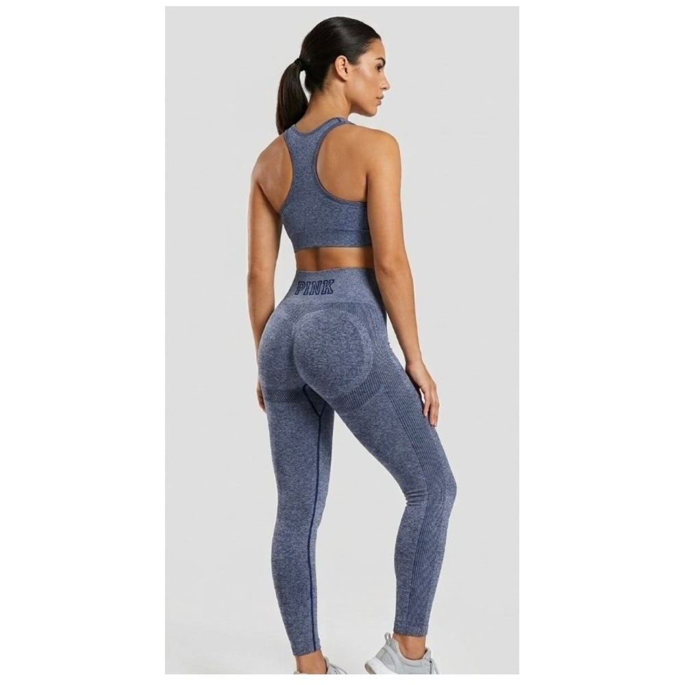 Victoria's Secret PINK Active Blue Space Dye Seamless High Waist Leggings M
